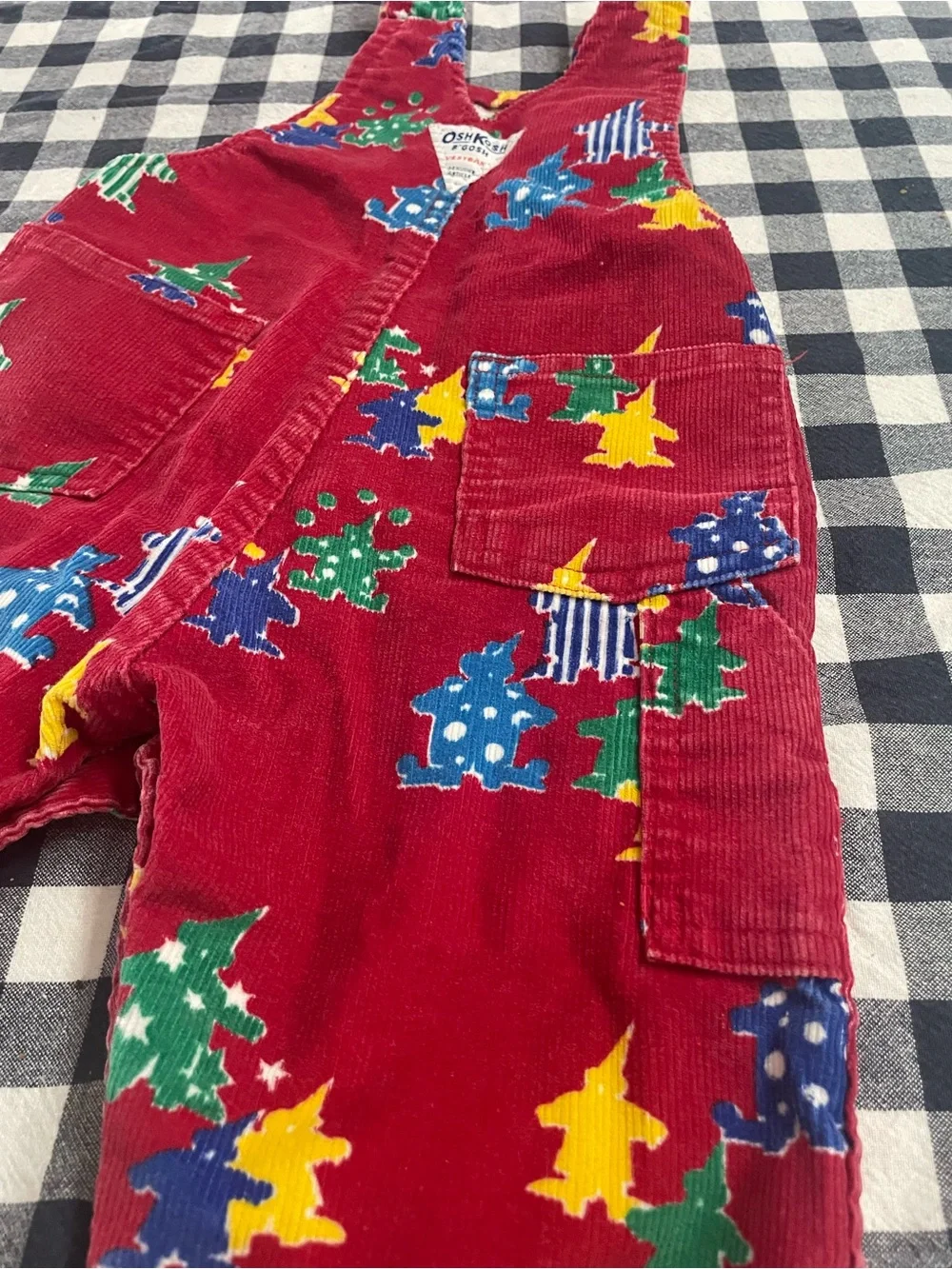 Vintage OshKosh Red Clown Corduroy Overalls - 18 month